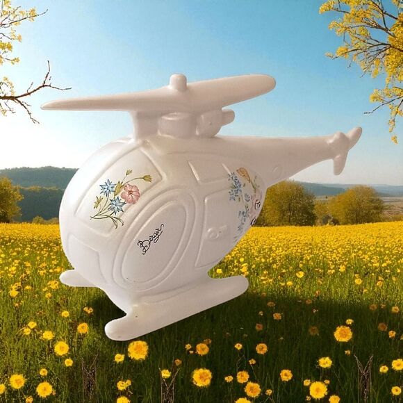 Berger Italian Helicopter Figure Ceramic Iridescent Floral Pottery Hand Painted - Picture 14 of 16